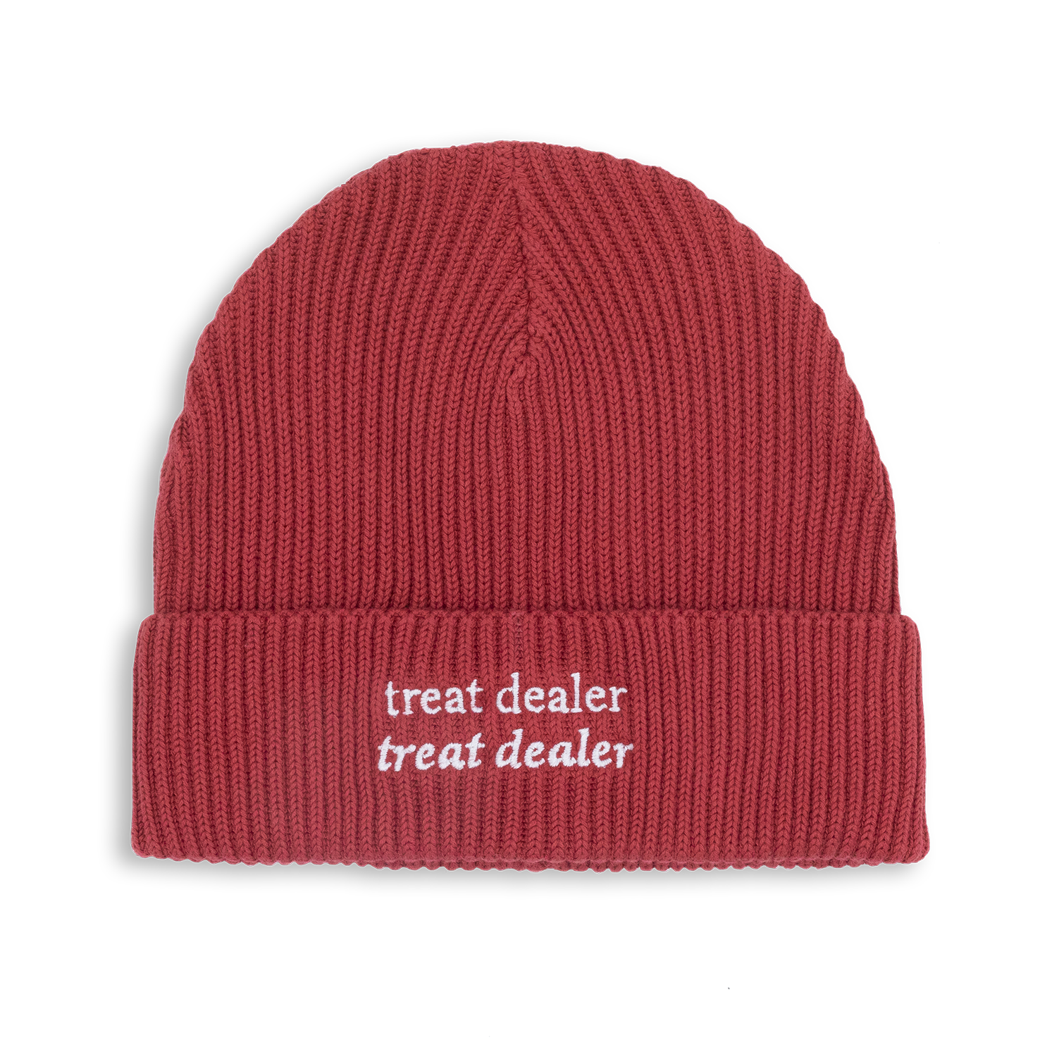 "treat dealer" Beanie in red earth