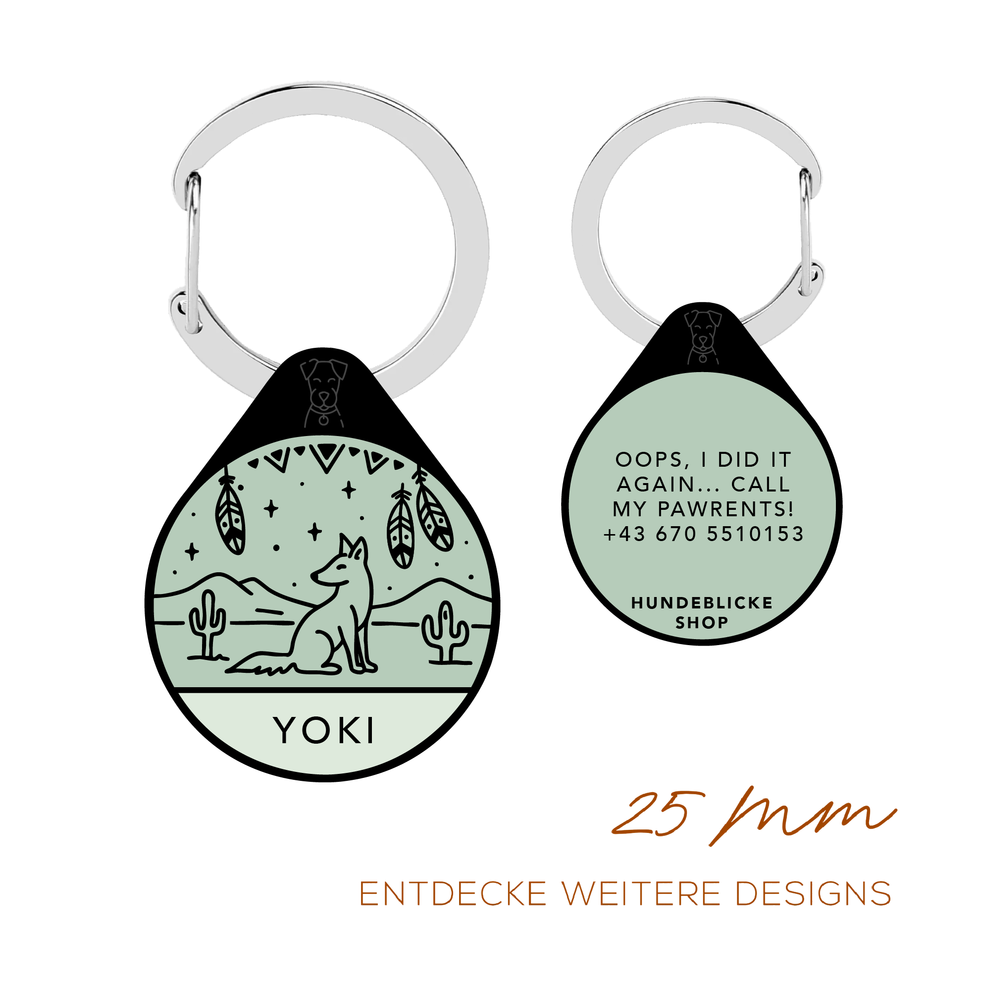 Silikon Hundemarke ® Salbei | Ø 25mm